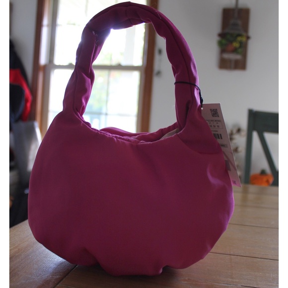 Zara NWT Fuchsia Pink Mini Tote bag with Flower Detail - Picture 10 of 11